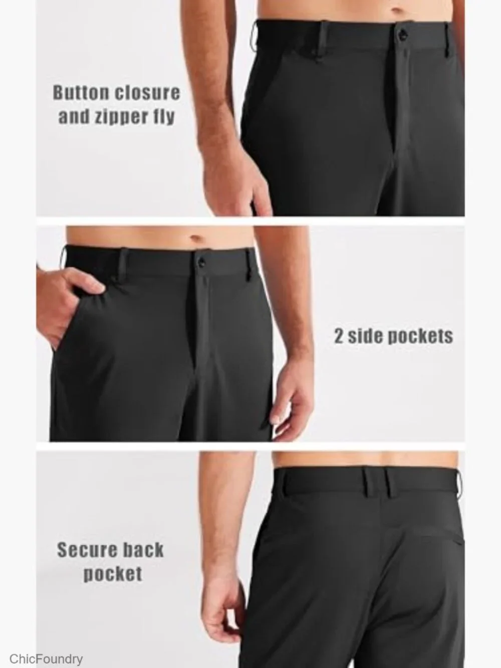 Men's Golf Joggers Lightweight 3 Pockets Slim Fit Soft Stretchy Tapered Work